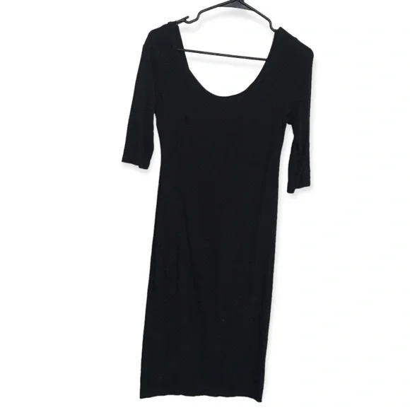 3/$15 popular basics black 3/4 sleeve midi dress - Picture 1 of 8